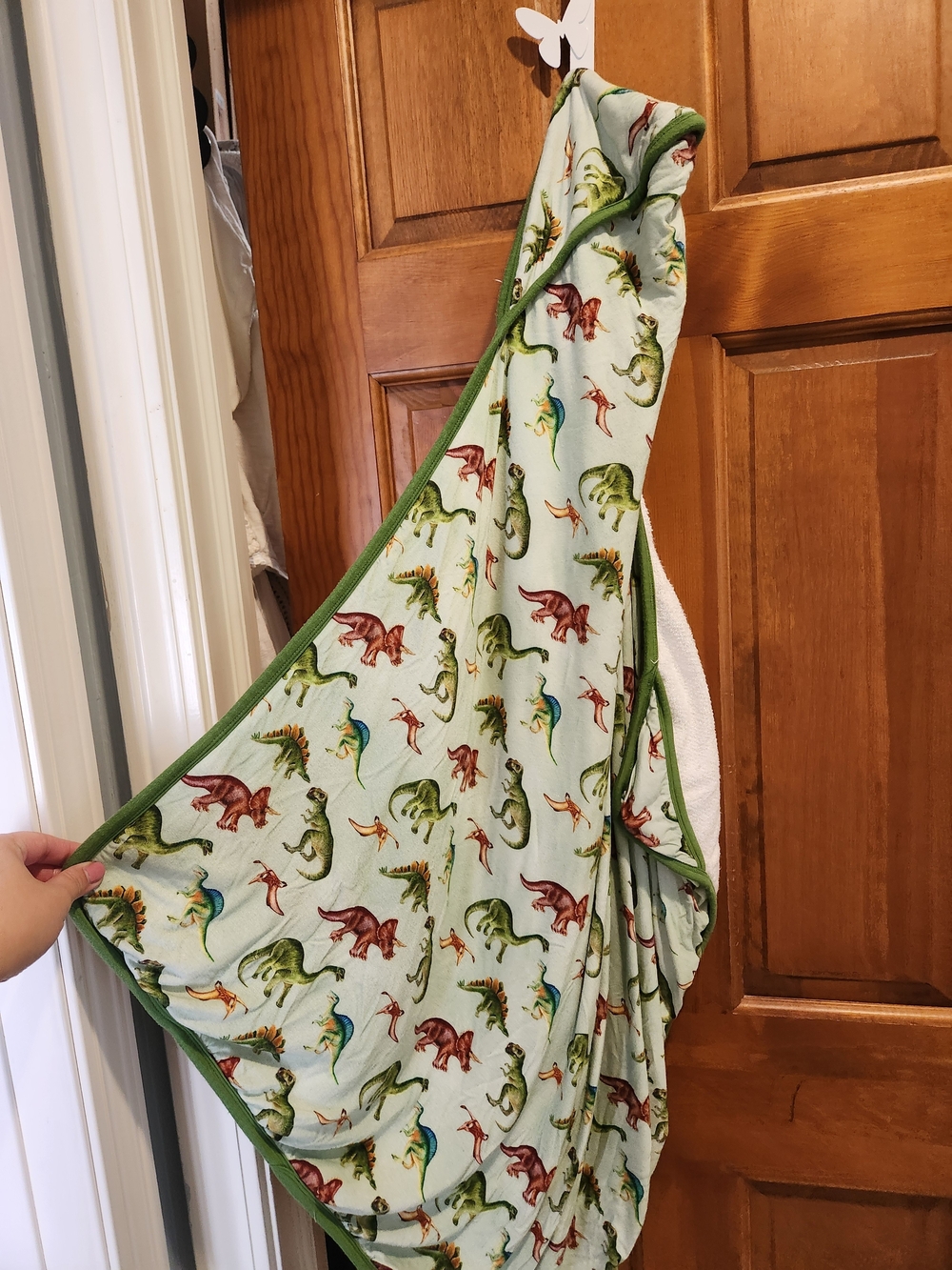 Posh Peanut Green Dinosaur Hooded Bath Towel